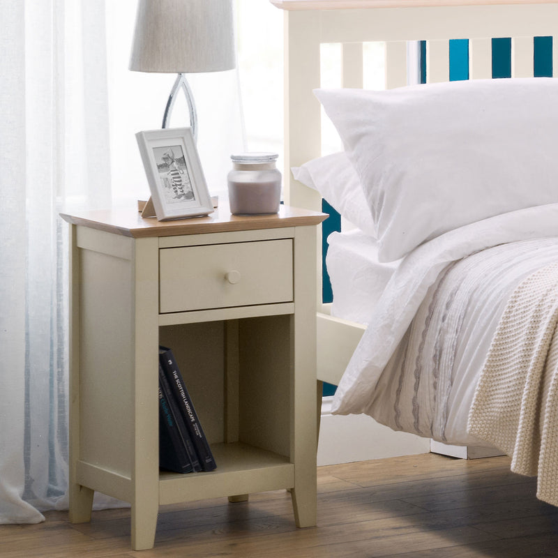 Salerno Solid Oak 1 Drawer Bedside Table by Lavishway | Bedside Tables-60917