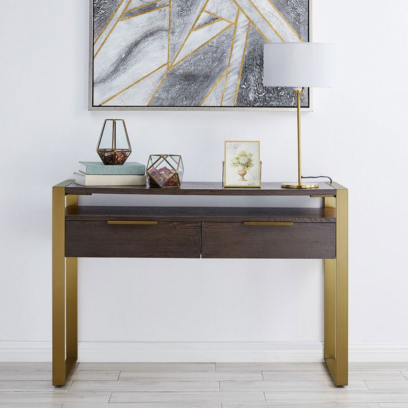 Sanremo Golden Frame Console Table by Lavishway | Hallway Console Table-24108