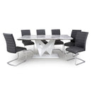 Saturn Marble Top Table with 6 Dining Chairs by Lavishway | Dining Table Set-27099