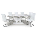 Saturn Marble Top Table with 6 Dining Chairs by Lavishway | Dining Table Set-27101