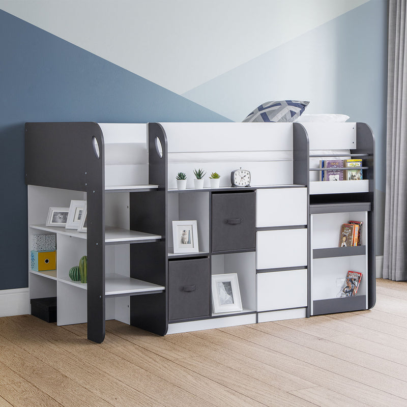Saturn Mid Sleeper Storage Bed by Lavishway | Wooden Beds-60887