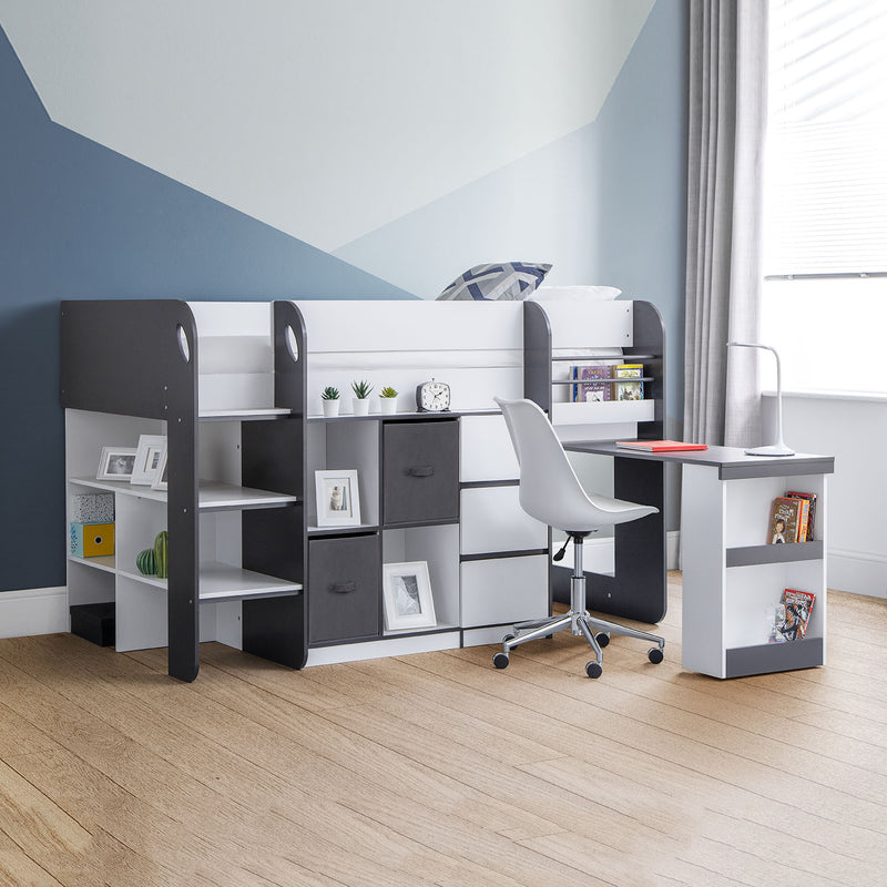 Saturn Mid Sleeper Storage Bed by Lavishway | Wooden Beds-60886