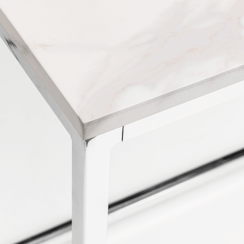 Scala White Marble Effect Top Dining Table by Lavishway | Dining Tables-60865