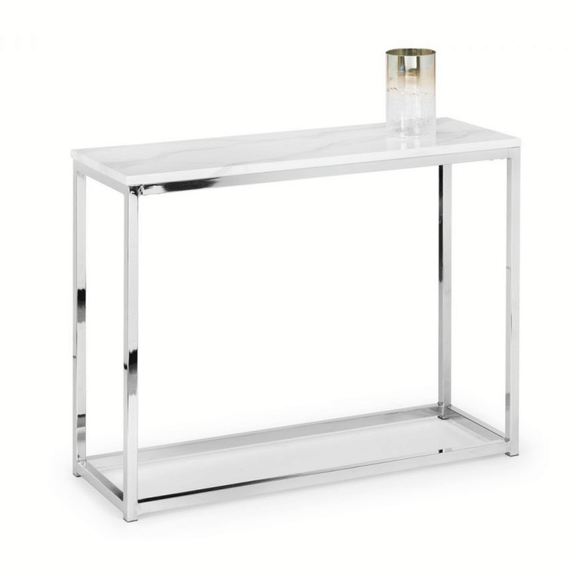 Scala White Marble Effect Top Console Table by Lavishway | Hallway Console Table-60859