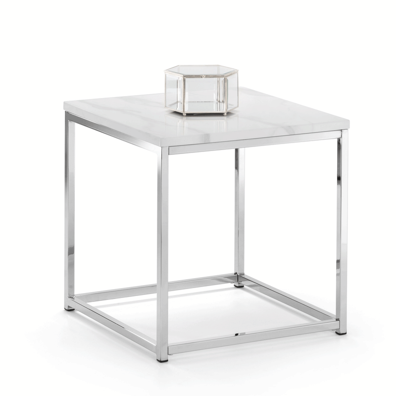 Scala White Marble Effect Top Lamp Table by Lavishway | Side Tables-60854