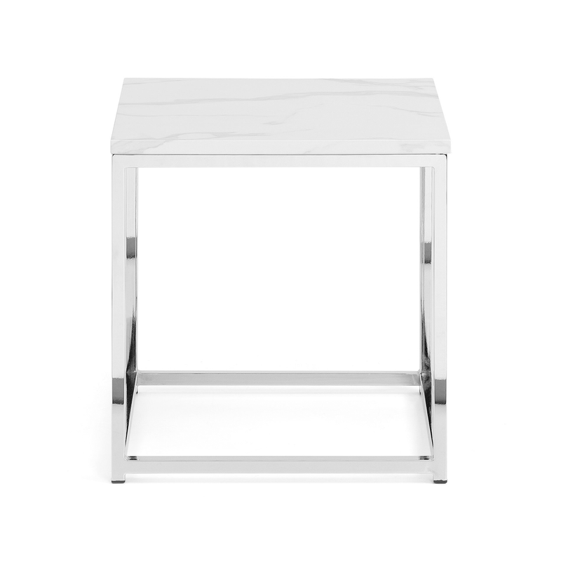 Scala White Marble Effect Top Lamp Table by Lavishway | Side Tables-60855