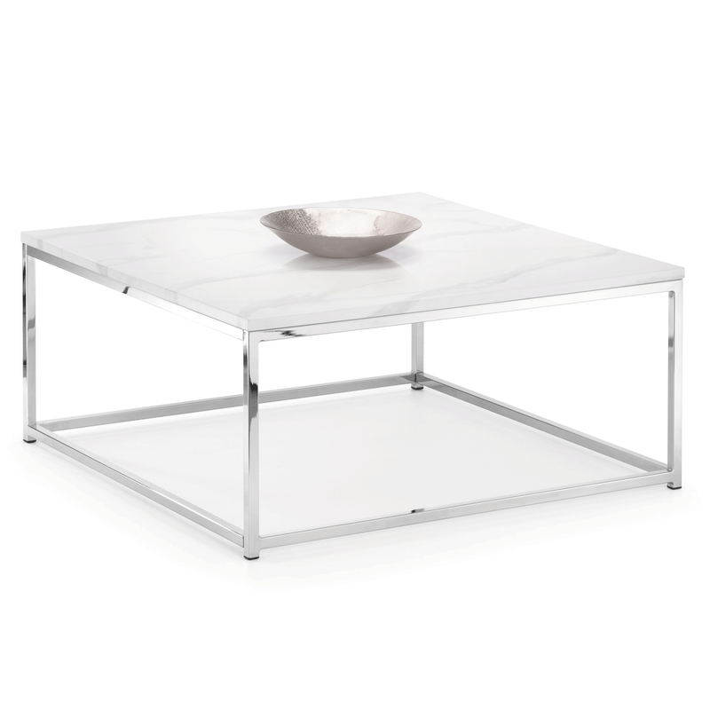Scala White Marble Effect Top Coffee Table by Lavishway | Coffee Tables-60857