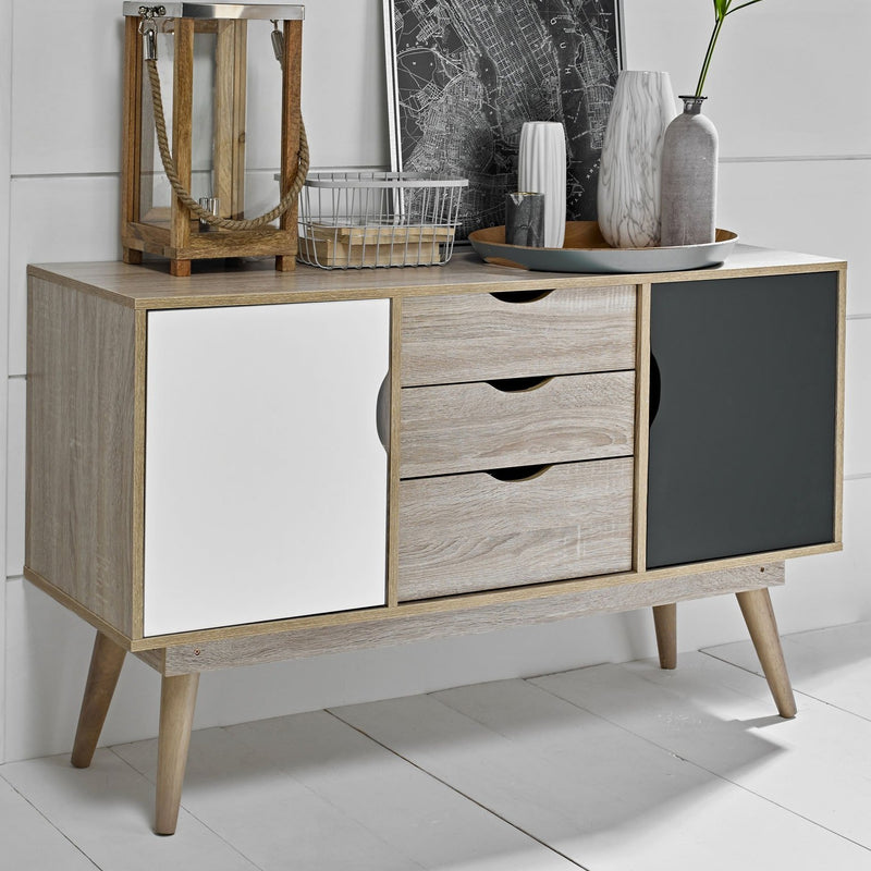 Scandi Grey 2 Doors 3 Drawers Sideboard by Lavishway | Sideboards-35383