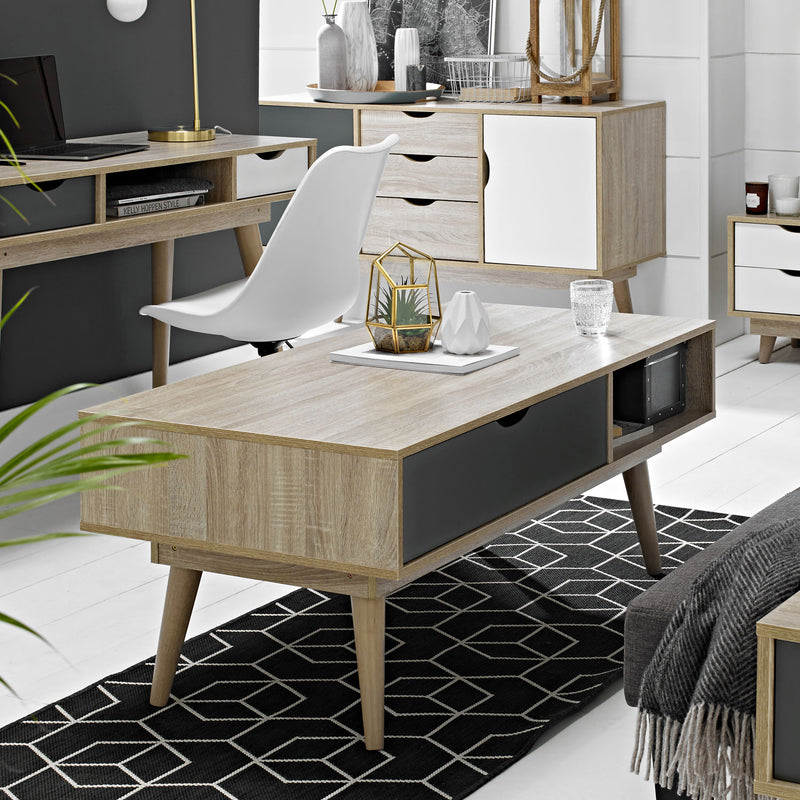 Scandi Oak Finish Grey Coffee Table by Lavishway | Coffee Tables-35368