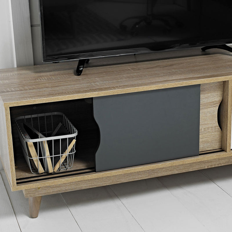 Scandi Oak Finish Grey TV Unit by Lavishway | TV Units Cabinets-35379