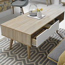 Scandi Oak Finish White Coffee Table by Lavishway | Coffee Tables-35400