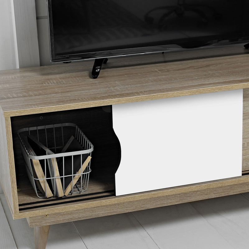 Scandi Oak Finish White TV Unit by Lavishway | TV Units Cabinets-35408