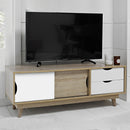 Scandi Oak Finish White TV Unit by Lavishway | TV Units Cabinets-35407