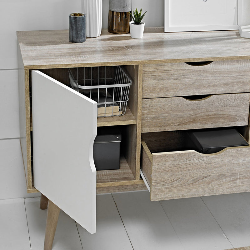 Scandi White 2 Doors 3 Drawers Sideboard by Lavishway | Sideboards-35419