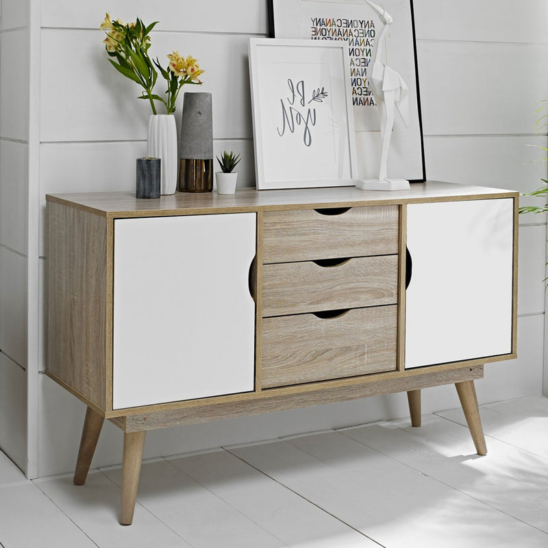 Scandi White 2 Doors 3 Drawers Sideboard by Lavishway | Sideboards-35418