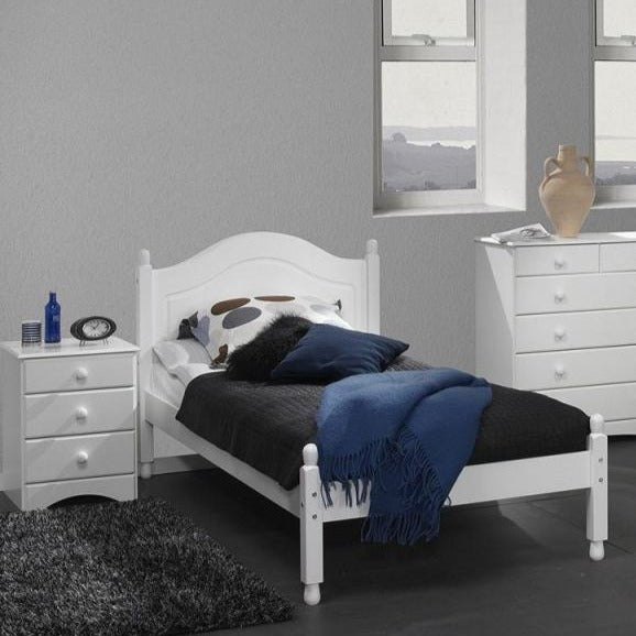 Scandi 3 Drawer White Bedside Cabinet by Lavishway | Bedside Tables-45525