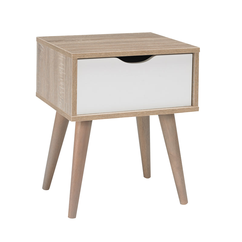 Scandi Oak Finish White Lamp Table by Lavishway | Side Tables-35395