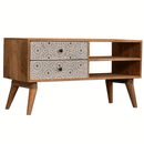 Sarina Geometric Printed 2 Drawers Media Unit by Lavishway | TV Units Cabinets-57493
