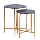 Gold & Black Marble Top Tables In Pair by Lavishway | Side Tables-51123
