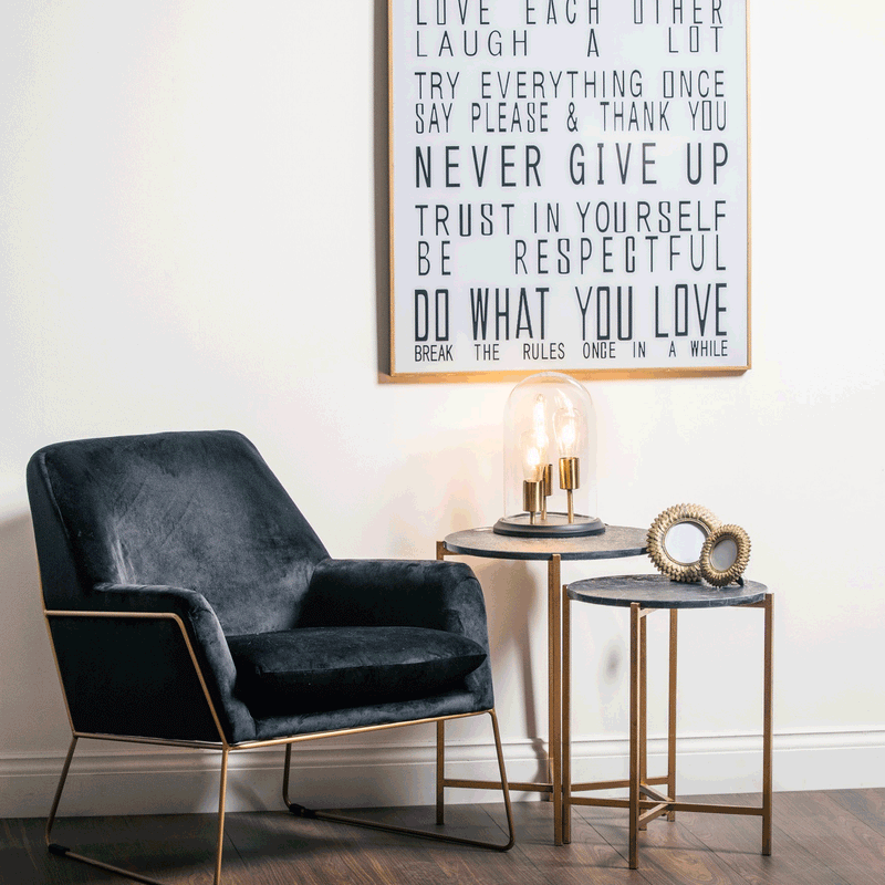 Gold & Black Marble Top Tables In Pair by Lavishway | Side Tables-51122