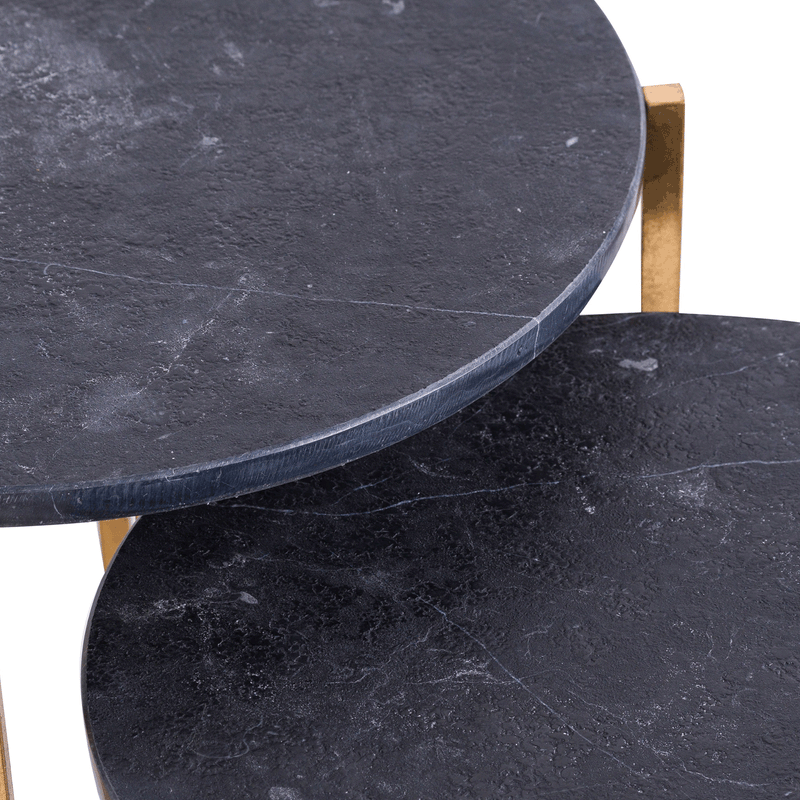 Gold & Black Marble Top Tables In Pair by Lavishway | Side Tables-51124