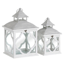 Wooden Marrakesh Pattern Lantern In Pair by Lavishway | Candle Holders-51337