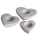 Set Of 3 Heart Shaped Stone Tea Light Holders by Lavishway | Ornaments & Decoration-50617