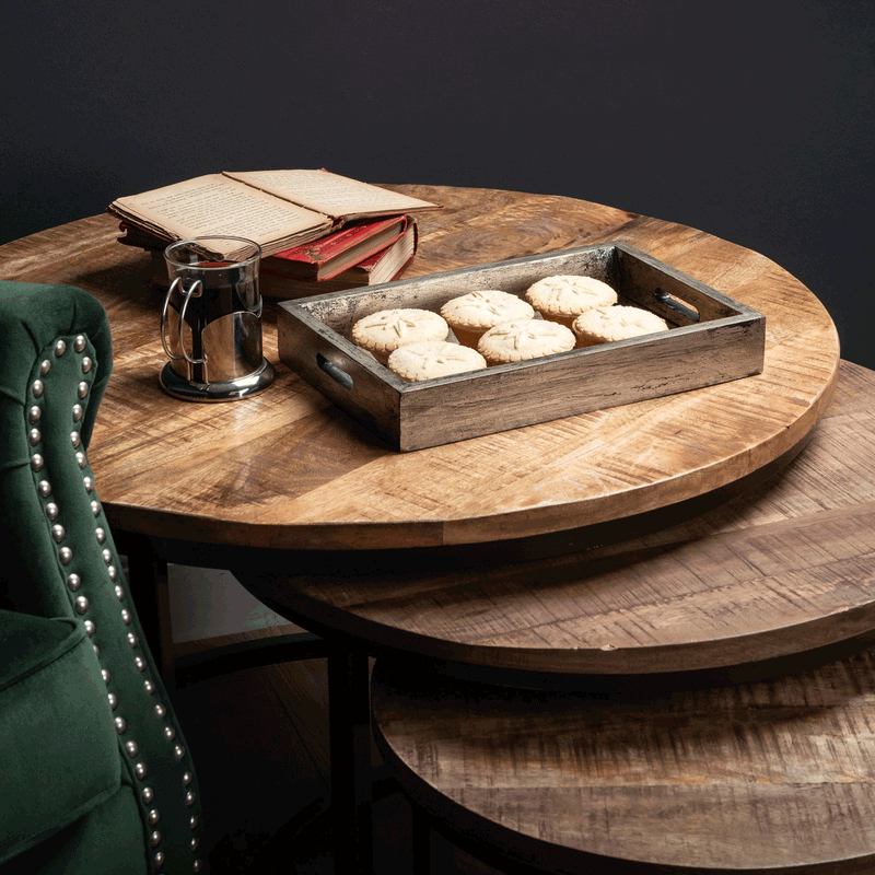 Industrial Wooden Top Nest Of 3 Tables by Lavishway | Nest of Tables-51120