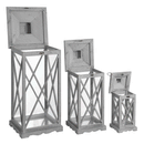 Set Of Three Cross Section Wooden Lanterns by Lavishway | Candle Holders-51321