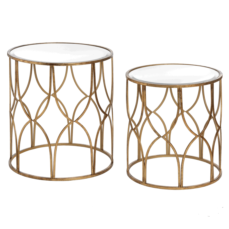 Lattice Glass Top Side Tables In Pair by Lavishway | Side Tables-51114