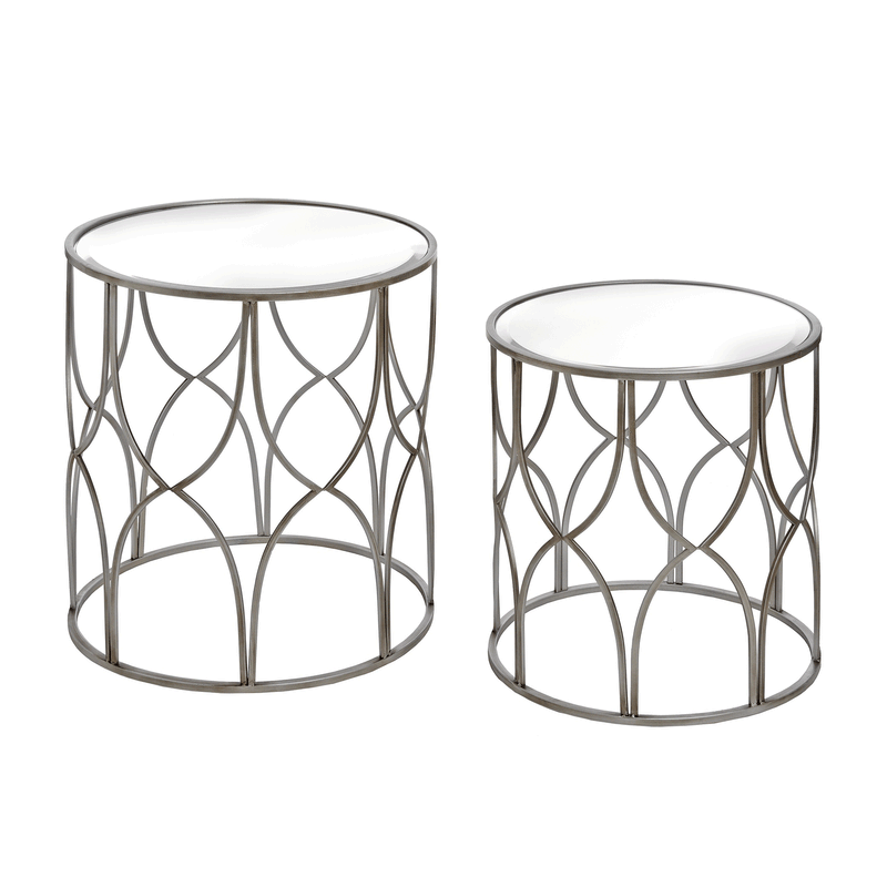 Lattice Glass Top Side Tables In Pair by Lavishway | Side Tables-51111