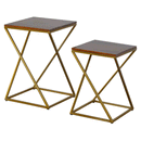 Chestnut & Gold Finish Nest Of 2 Tables by Lavishway | Nest of Tables-57471