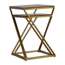 Chestnut & Gold Finish Nest Of 2 Tables by Lavishway | Nest of Tables-57473