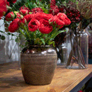 Seville Glossy Metallic Textured Kubru Vase by Lavishway | Vases-50912