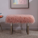 Shag Faux Pink Sheepskin Bench by Lavishway | Benches & Storage Benches-25252