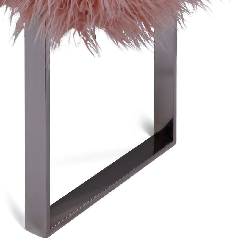 Shag Faux Pink Sheepskin Bench by Lavishway | Benches & Storage Benches-25260