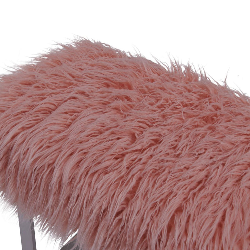 Shag Faux Pink Sheepskin Bench by Lavishway | Benches & Storage Benches-25258