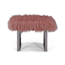 Shag Faux Pink Sheepskin Bench by Lavishway | Benches & Storage Benches-25254