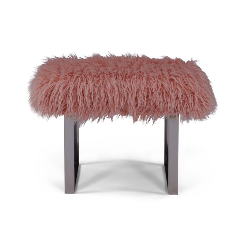 Shag Faux Pink Sheepskin Bench by Lavishway | Benches & Storage Benches-25254