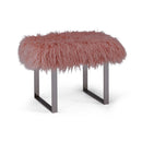 Shag Faux Pink Sheepskin Bench by Lavishway | Benches & Storage Benches-25253