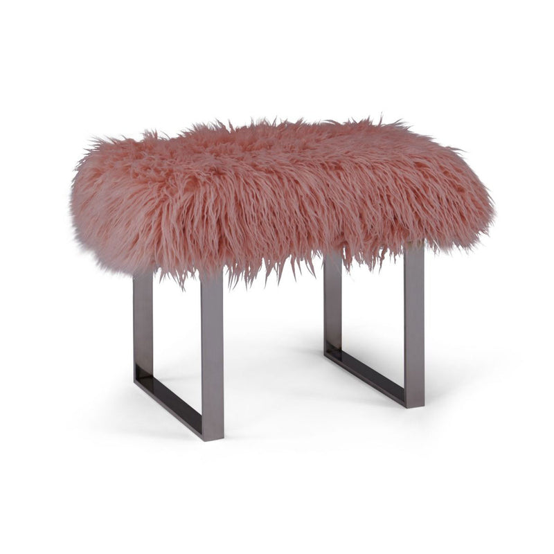 Shag Faux Pink Sheepskin Bench by Lavishway | Benches & Storage Benches-25253