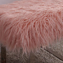 Shag Faux Pink Sheepskin Bench by Lavishway | Benches & Storage Benches-25256