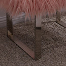 Shag Faux Pink Sheepskin Bench by Lavishway | Benches & Storage Benches-25255