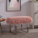 Shag Faux Pink Sheepskin Bench by Lavishway | Benches & Storage Benches-25251