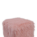 Shag Faux Sheepskin Cube Stool by Lavishway | Stools & Pouffes-25447