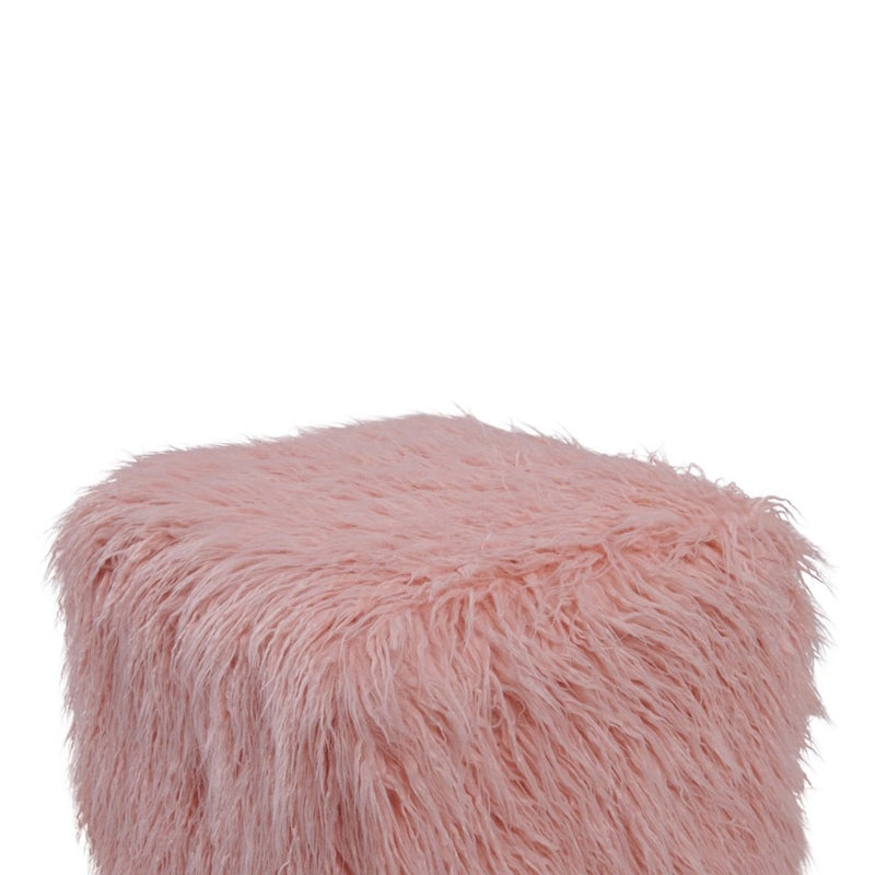 Shag Faux Sheepskin Cube Stool by Lavishway | Stools & Pouffes-25447