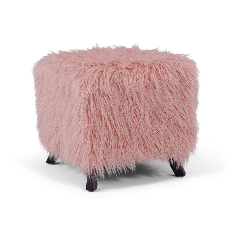 Shag Faux Sheepskin Cube Stool by Lavishway | Stools & Pouffes-25446