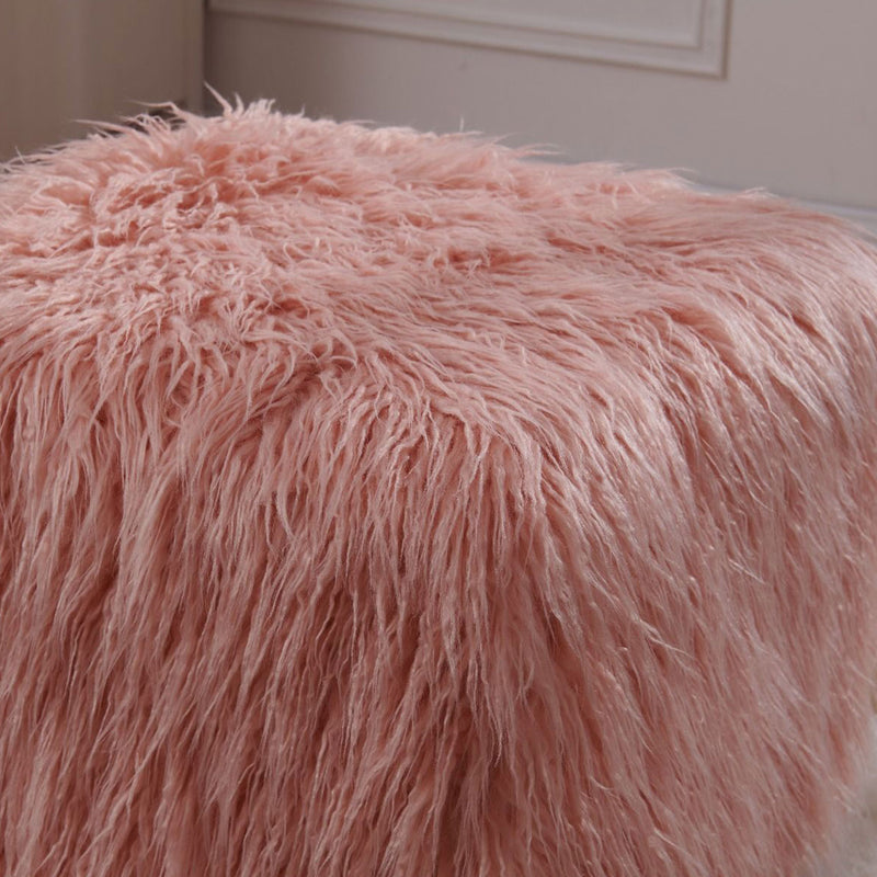 Shag Faux Sheepskin Cube Stool by Lavishway | Stools & Pouffes-25444
