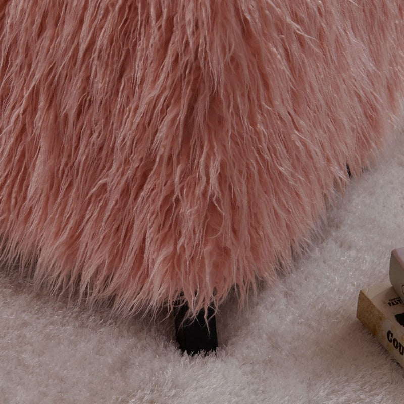 Shag Faux Sheepskin Cube Stool by Lavishway | Stools & Pouffes-25443