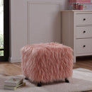Shag Faux Sheepskin Cube Stool by Lavishway | Stools & Pouffes-25436